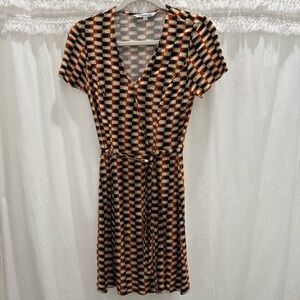 Guess Warm Tones Print Vintage Dress